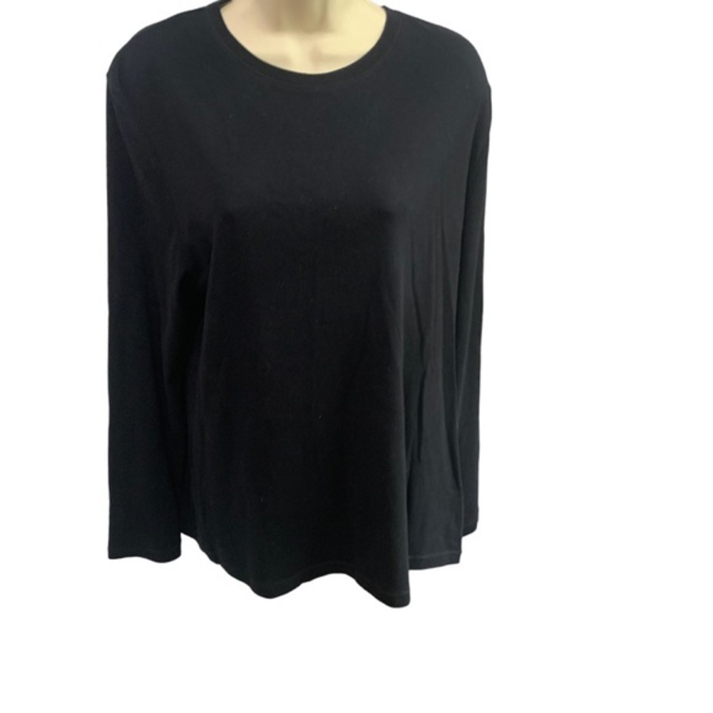 SONOMA‎ LIFE + STYLE Long Sleeve Solid Black Everyday Tee Shirt Women’s Sz XL